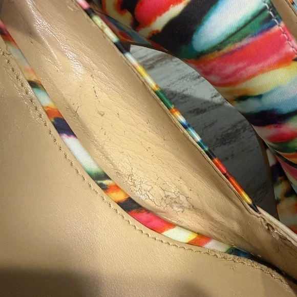 Gianni Bini Platform Peeptoe Pumps Heels 9.5 Vibrant Multicolor - Picture 13 of 13